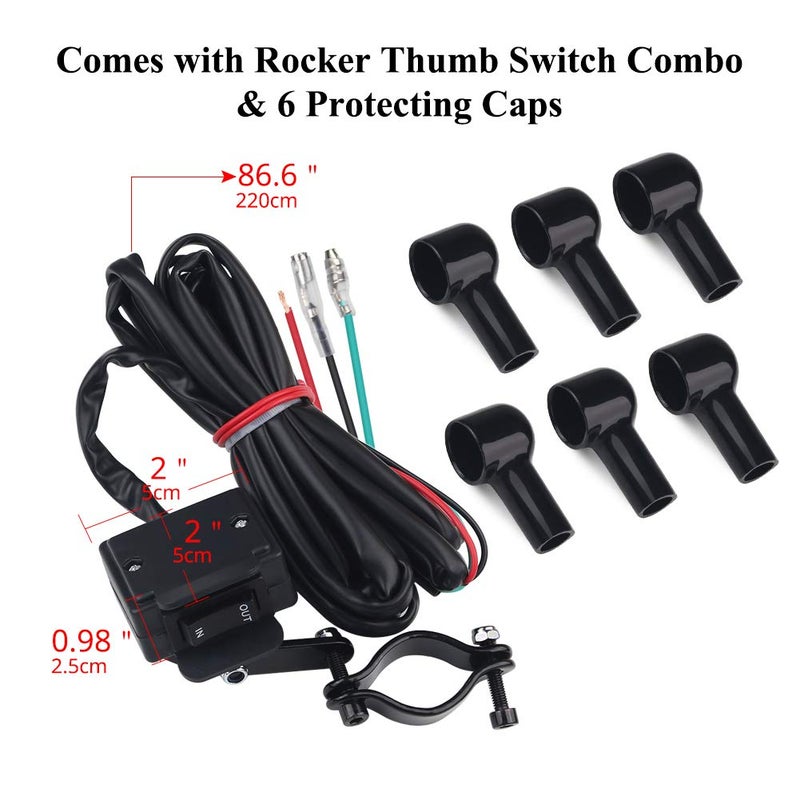 WATERWICH 12V 250A Winch Relay Solenoid Contactor Thumb Switch Combo with 6 Protecting Caps Universal for ATV UTV 2000-5000lbs - Image 5